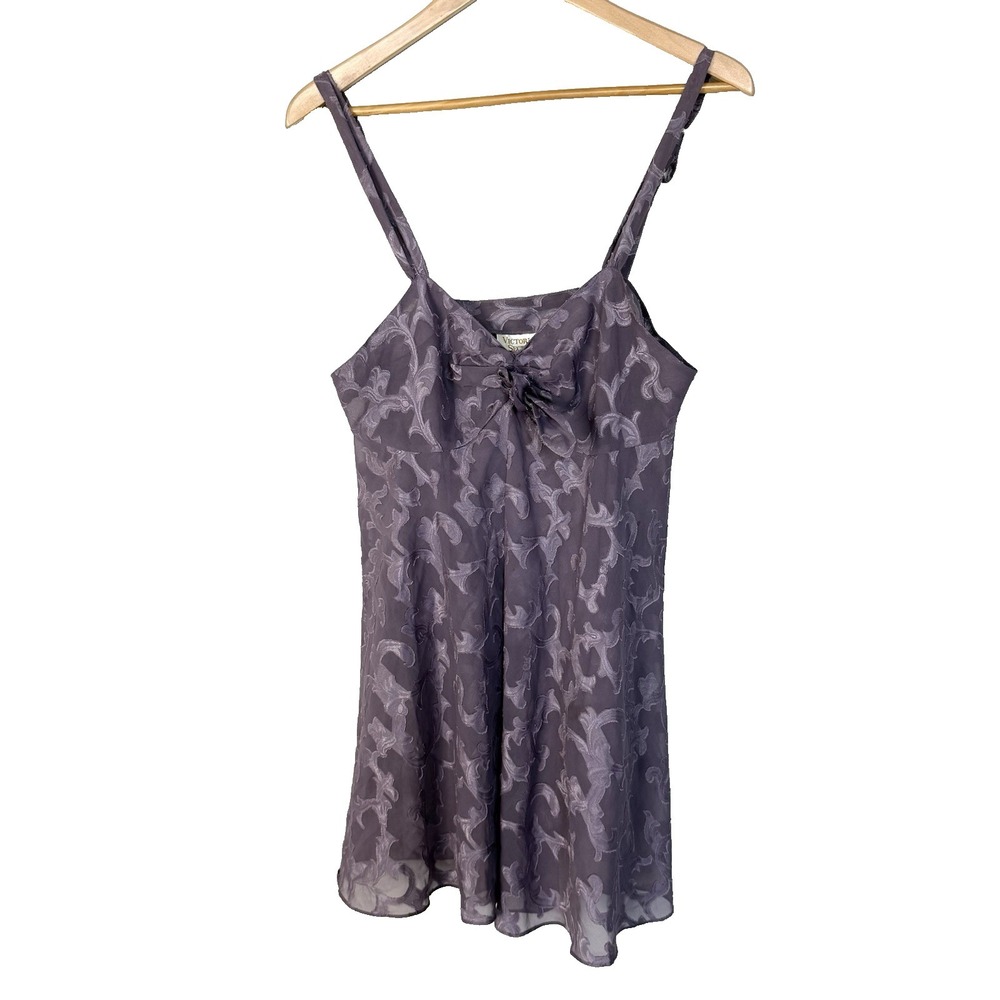 Vintage Gold Label Victorias Secret Babydoll Womens Medium Purple Leopard Print